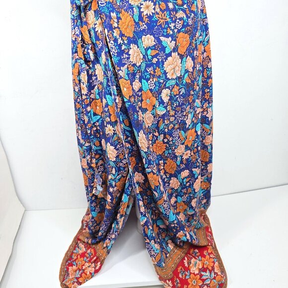 NWT PrettyGarden Blue Red Floral Wrap Boho Gypsy Maxi Dress - Picture 4 of 13